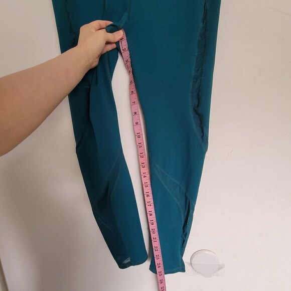 Fabletics Kelly Forest Mesh Powerhold Leggings Teal Green Tights Size Large - Picture 10 of 16